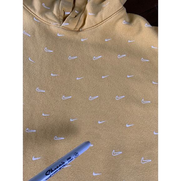 Nike All Over Swoosh Check Hoodie Yellow Size L - Picture 5 of 11